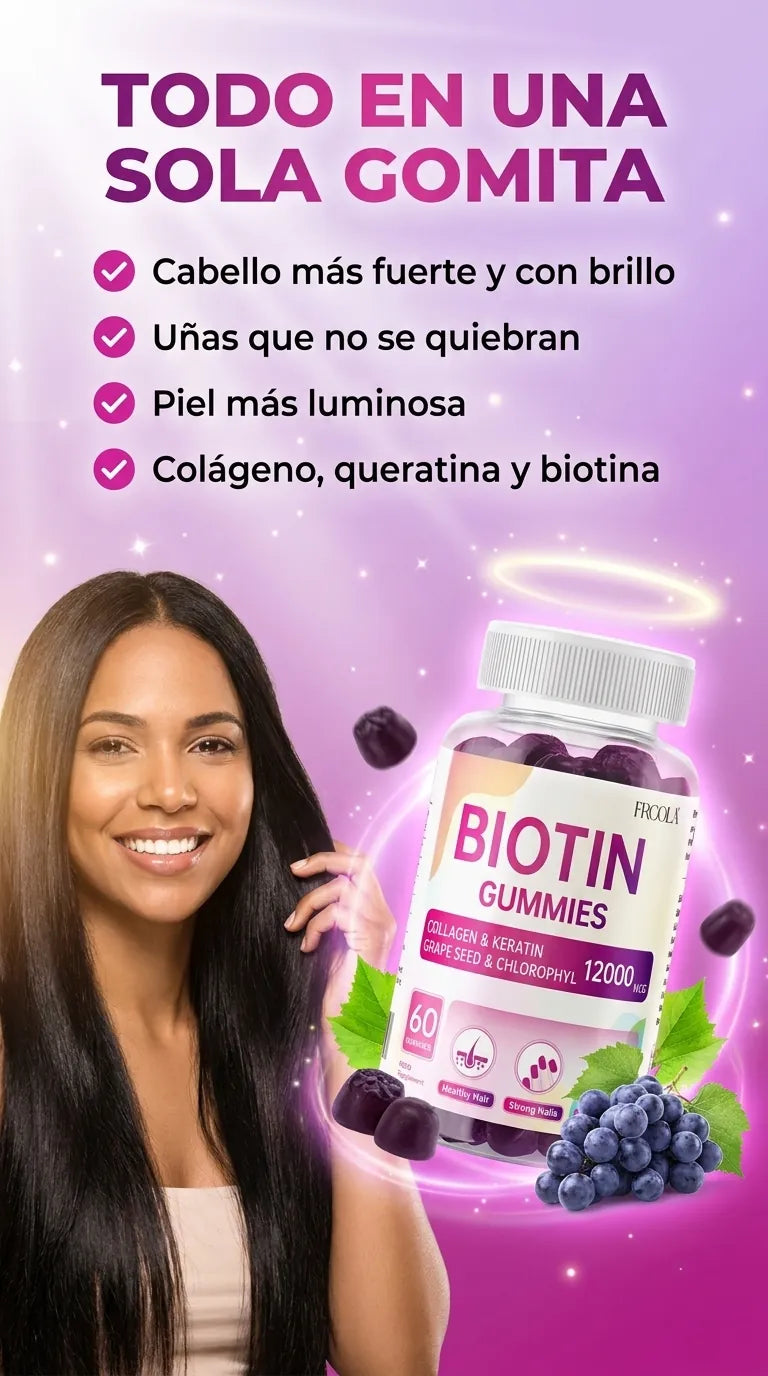 Gomitas de Biotina 12000MCG con Colageno y Queratina