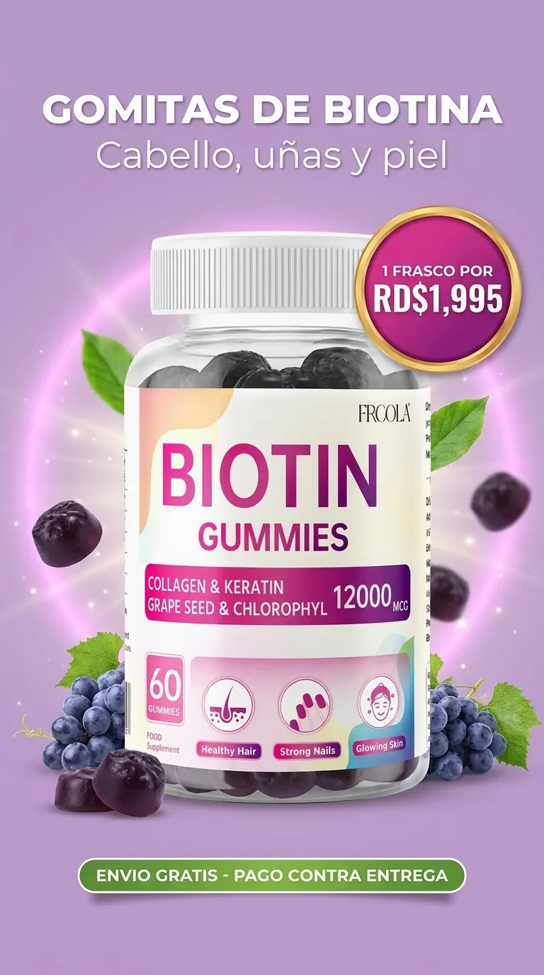 Gomitas de Biotina 12000MCG con Colageno y Queratina
