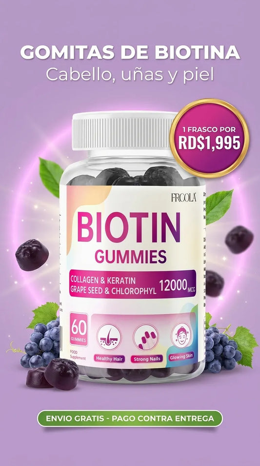 Gomitas de Biotina 12000MCG con Colageno y Queratina