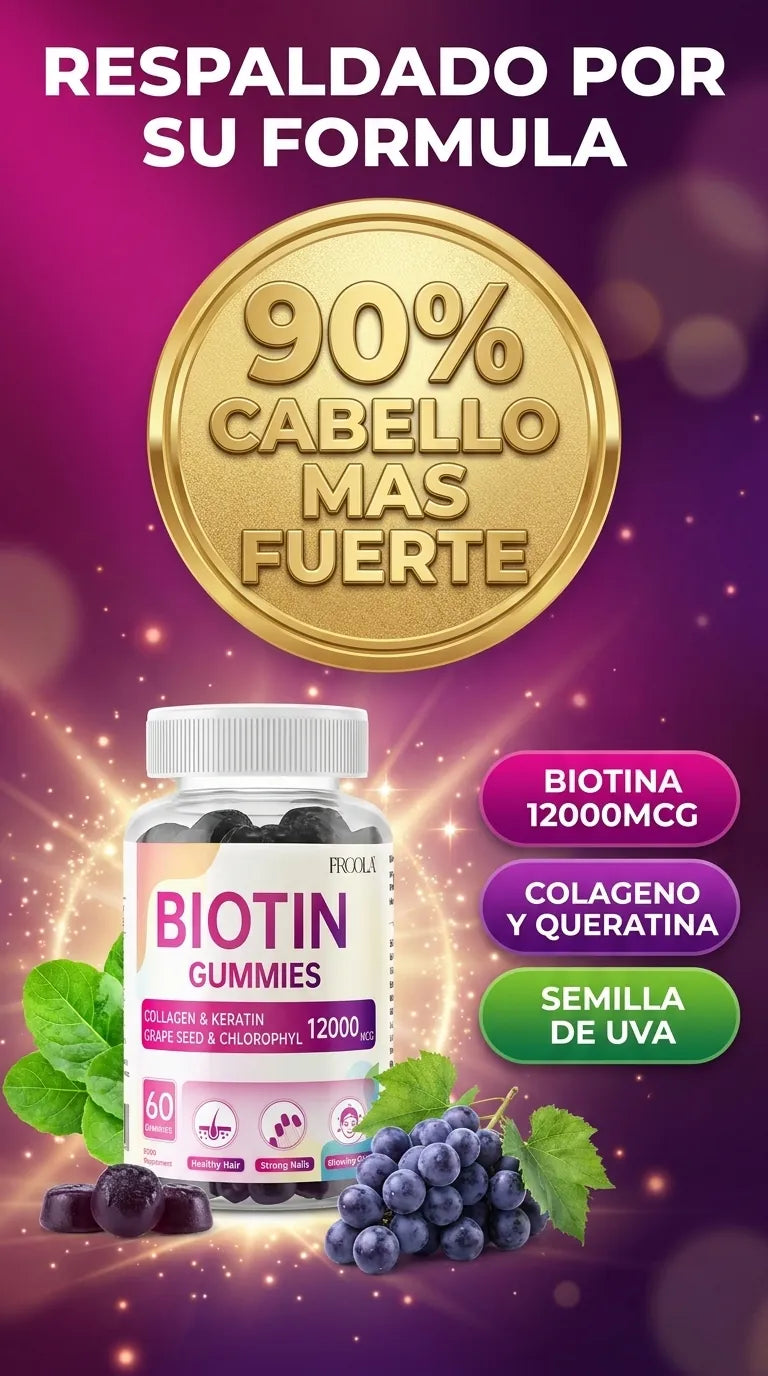 Gomitas de Biotina 12000MCG con Colageno y Queratina