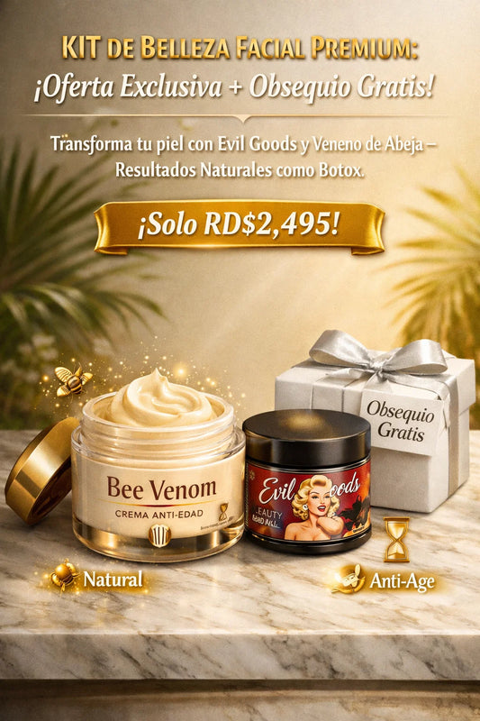 EVIL GOODS Combo Anti-Edad: Sebo de Res + Veneno de Abeja pa’ una piel nítida 🔥